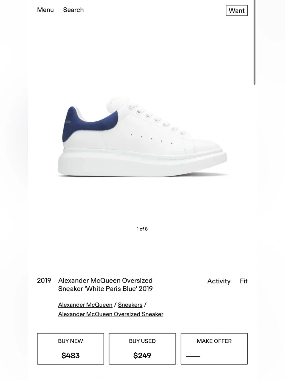 Alexander McQUEEN White Designer Shoe Box
